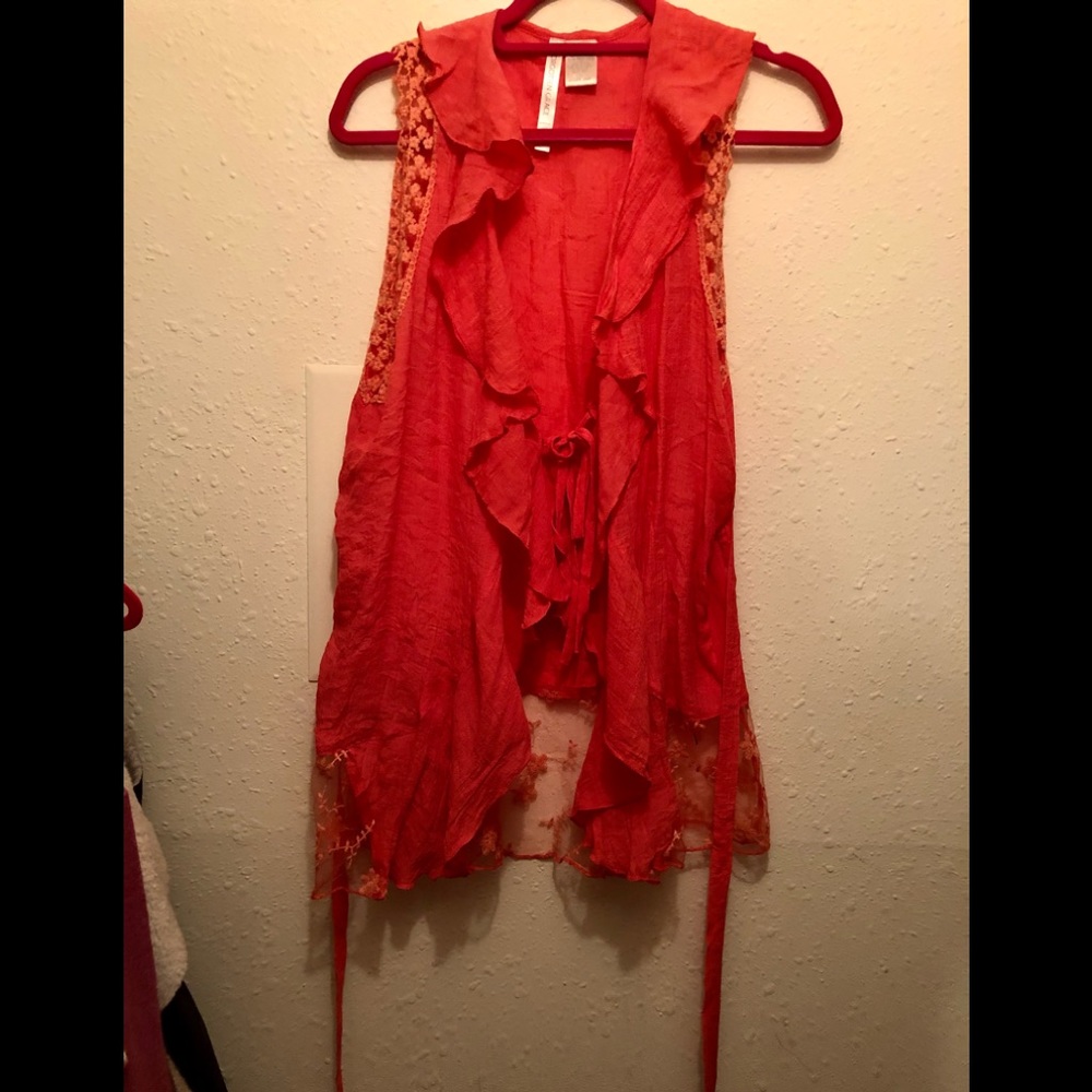 Bright peach light weight crop top